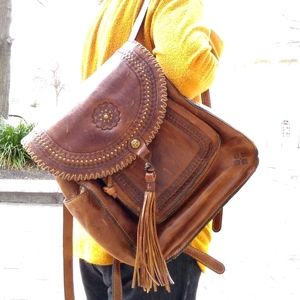 Signed Patricia Nash Jovanna  Leather Backpack